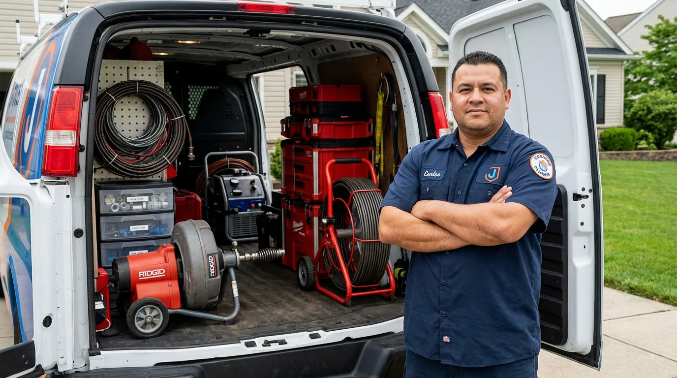 Professional drain cleaning equipment and Johns Plumbing LLC plumber in La Feria
