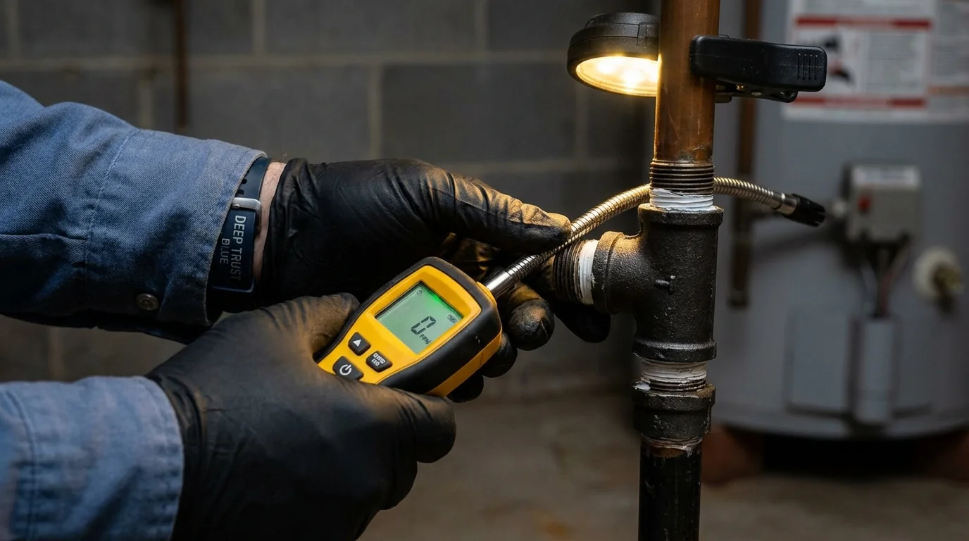 Gas leak detection with electronic sniffer by Johns Plumbing LLC in La Feria